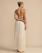 EVIE | Halter Top Pleated Maxi Skirt Set
