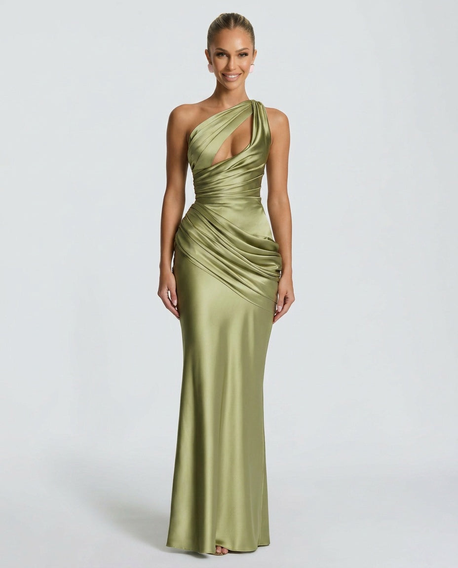 EVIE | Satin Cowl Neck Sleeveless Maxi Dress