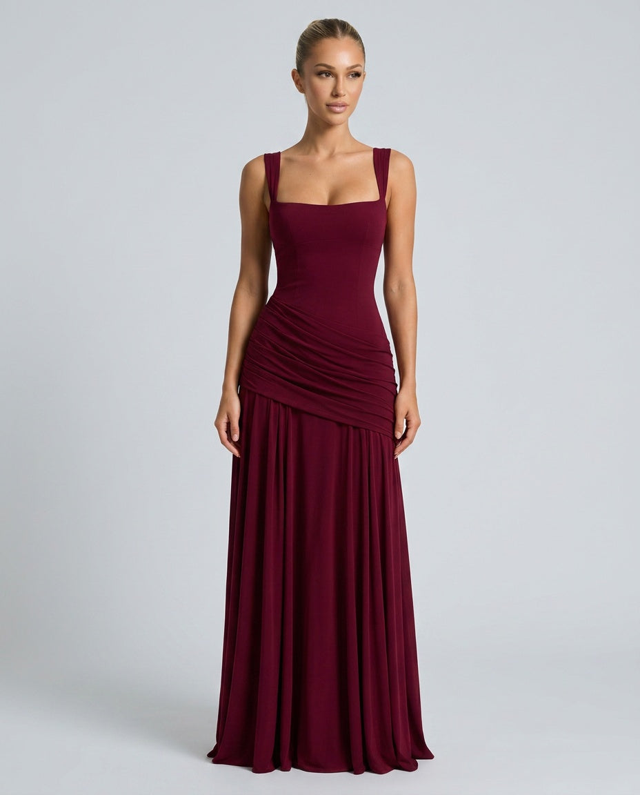 EVIE | Square Neck Backless Bodycon Maxi Dress