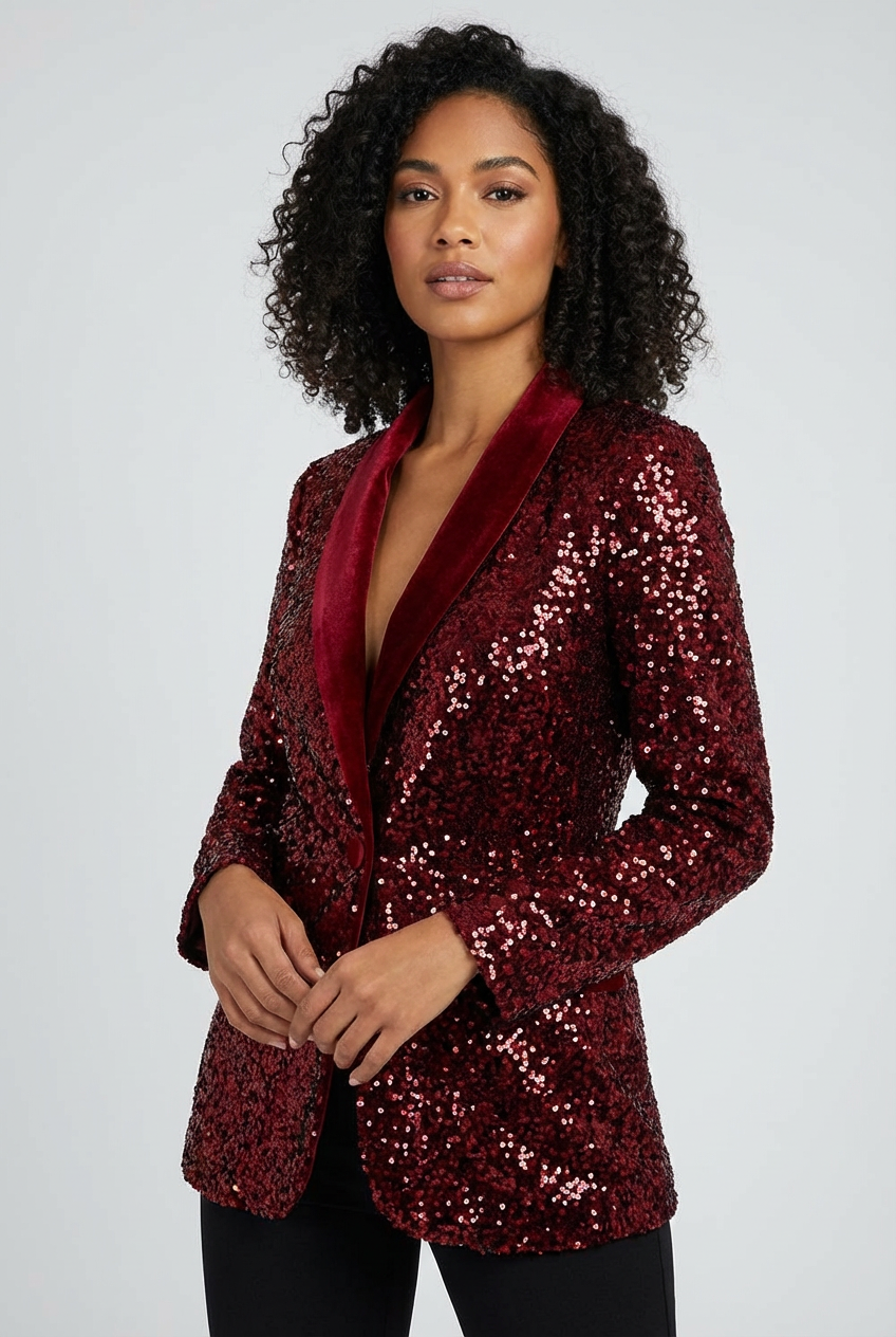 EVIE | Sequin Long Sleeve Blazer