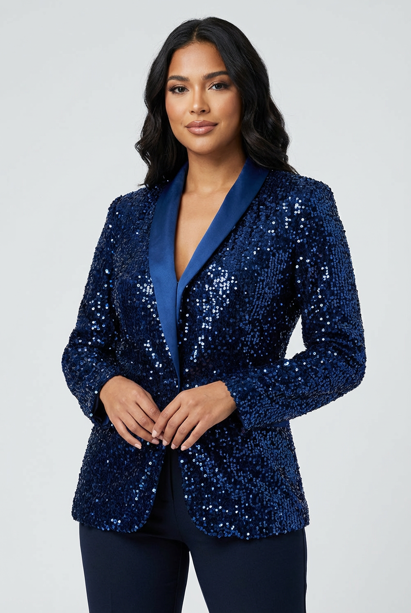 EVIE | Sequin Long Sleeve Blazer