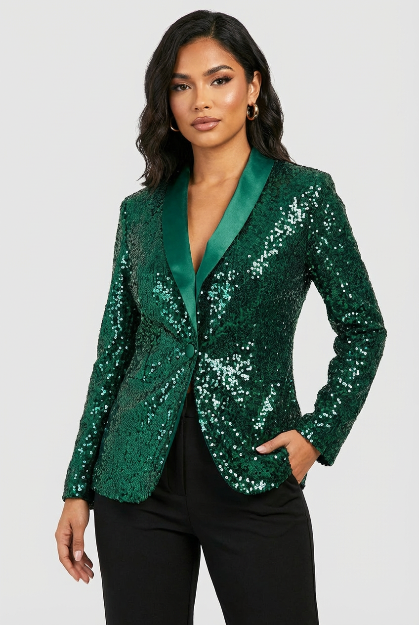 EVIE | Sequin Long Sleeve Blazer
