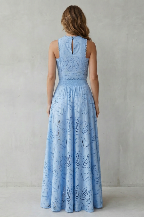 EVIE | Embroidered Lace Sleeveless Midi Skirt Set