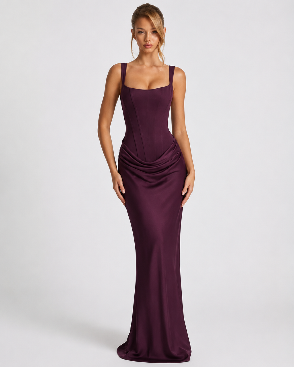 EVIE | Corset Draped Skirt Maxi Dress