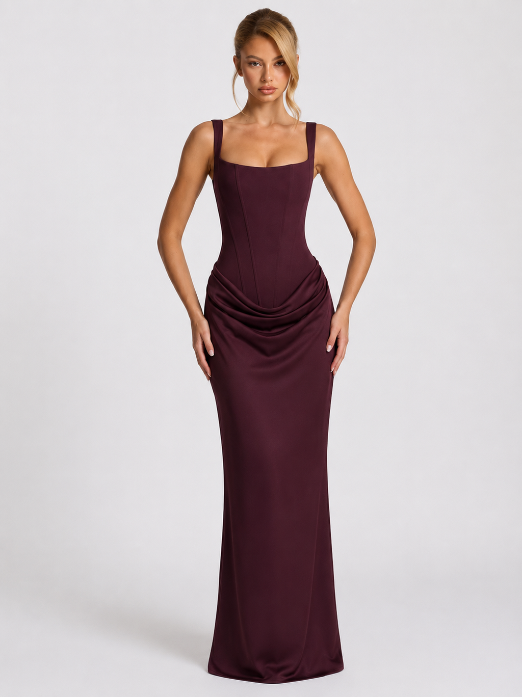 EVIE | Corset Draped Skirt Maxi Dress