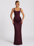 EVIE | Corset Draped Skirt Maxi Dress