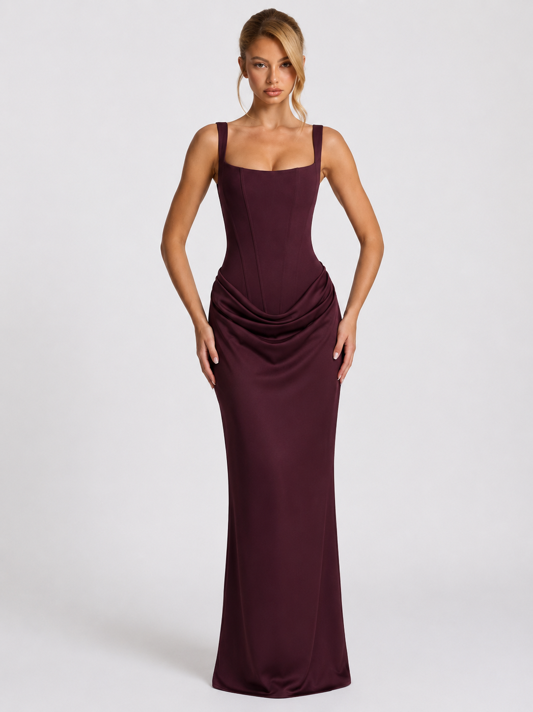 EVIE | Corset Draped Skirt Maxi Dress