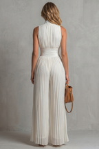EVIE | Pleated Halter Wide Leg Jumpsuit