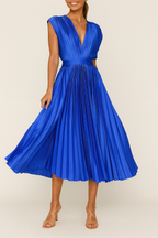EVIE | Pleated Sleeveless Midi Dress