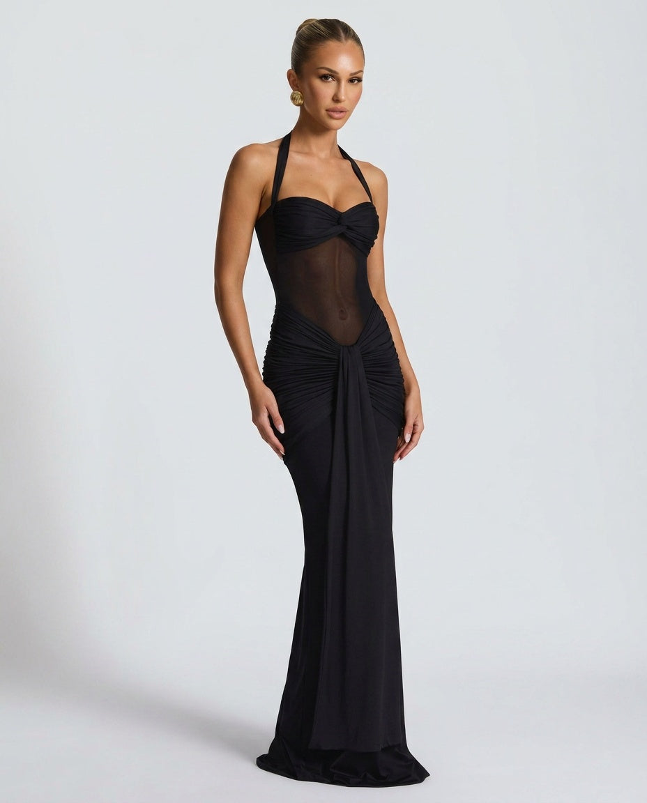 EVIE | Halter Neck Backless Maxi Dress