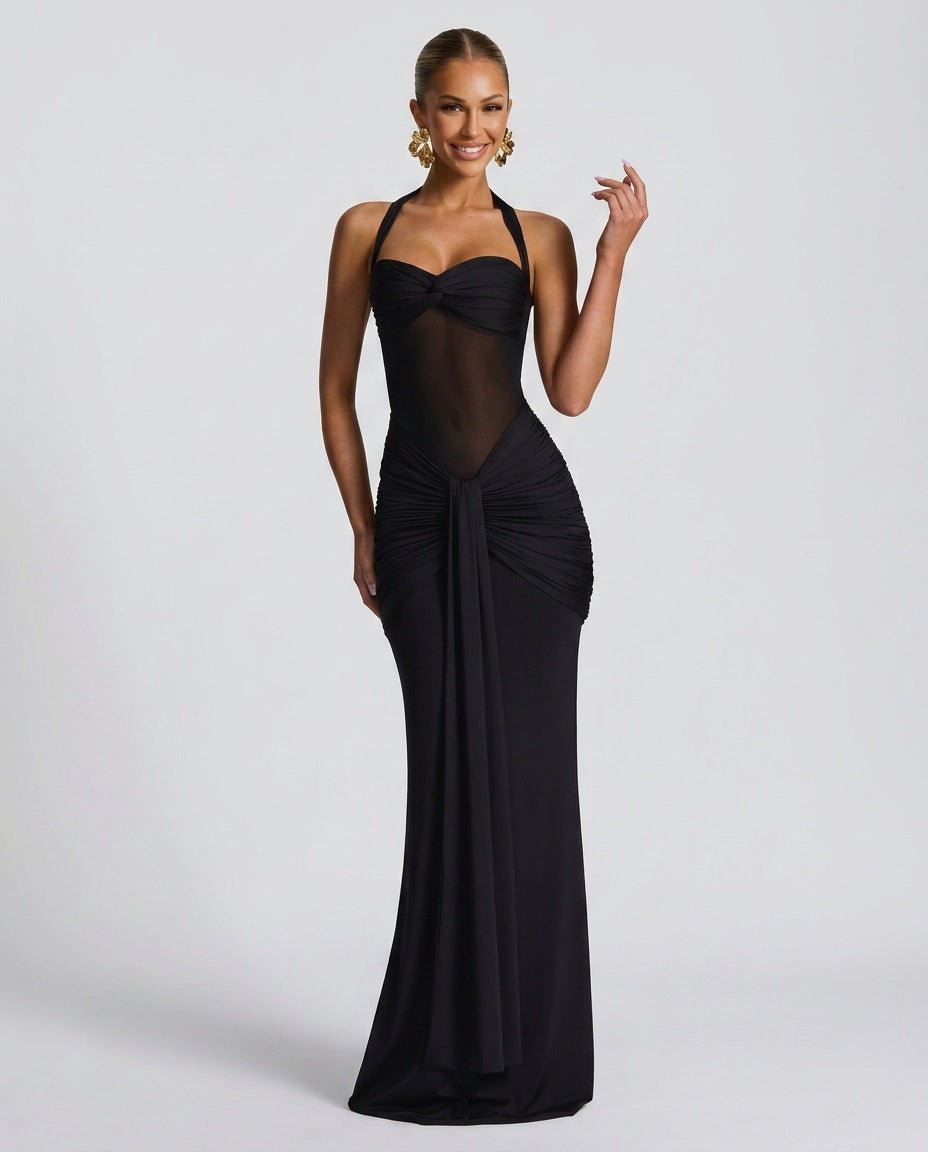 EVIE | Halter Neck Backless Maxi Dress