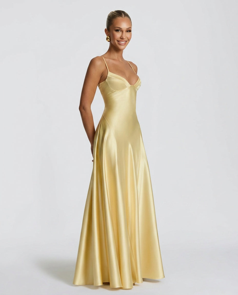 EVIE | Ruched Spaghetti Strap Maxi Dress