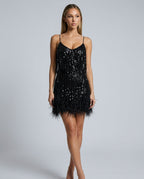 EVIE | Sequin Feather Tassel Mini Dress