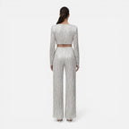 EVIE | Sequin Long Sleeve Crop Top Wide Leg Pants Set