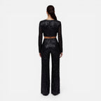 EVIE | Sequin Long Sleeve Crop Top Wide Leg Pants Set
