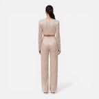 EVIE | Sequin Long Sleeve Crop Top Wide Leg Pants Set
