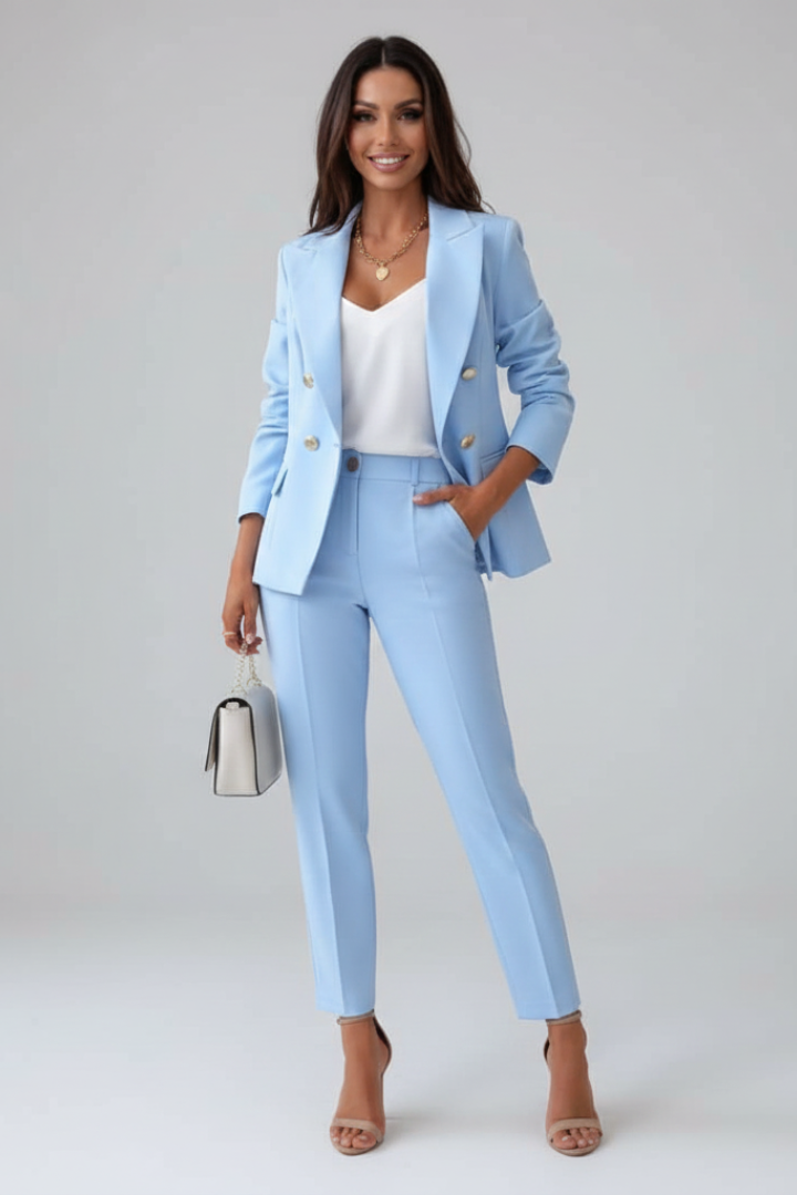 EVIE | Buttoned Blazer Straight Leg Trouser Co-ord Set