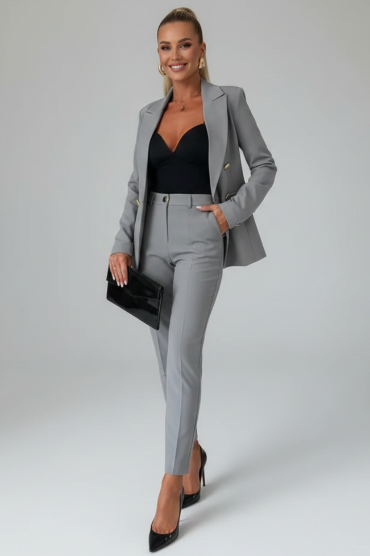 EVIE | Buttoned Blazer Straight Leg Trouser Co-ord Set