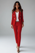 EVIE | Buttoned Blazer Straight Leg Trouser Co-ord Set