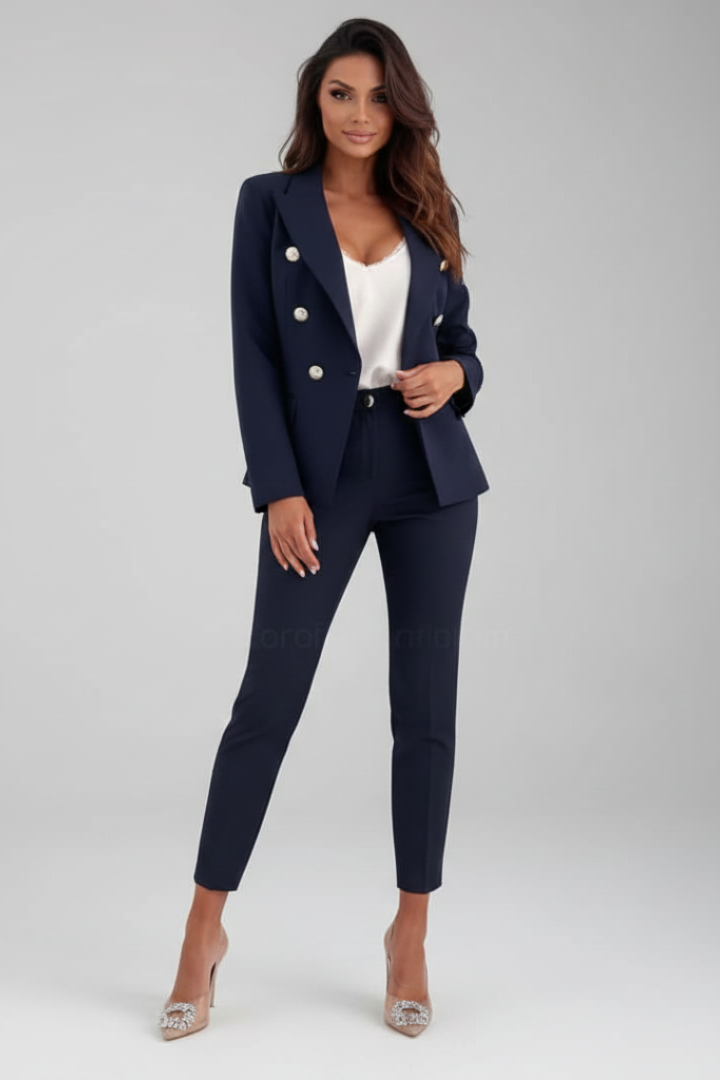 EVIE | Buttoned Blazer Straight Leg Trouser Co-ord Set