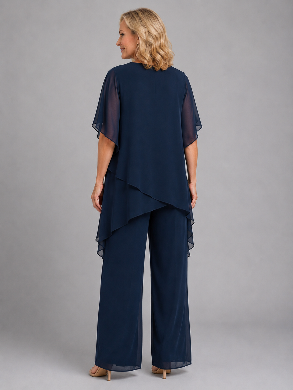 EVIE | Asymmetric Layered Chiffon Wide Leg Pants Set