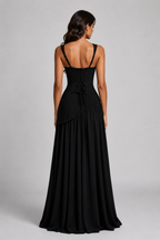 EVIE | Sculpted Draped Satin Sleeveless Maxi Dress