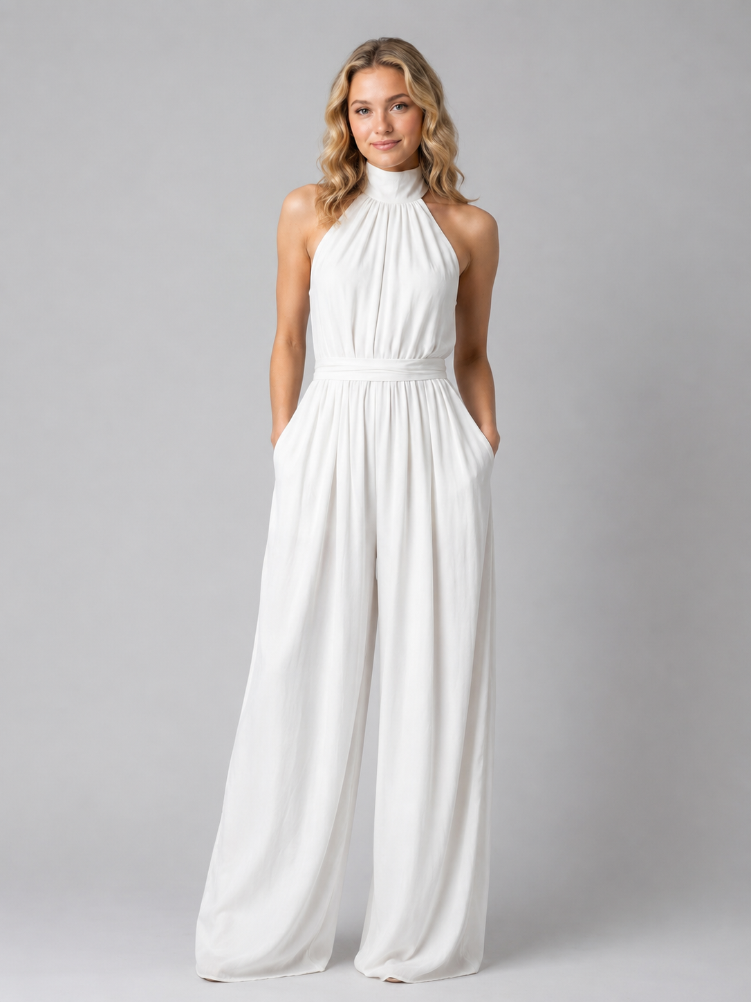 EVIE | Halter Neck Wide Leg Jumpsuit