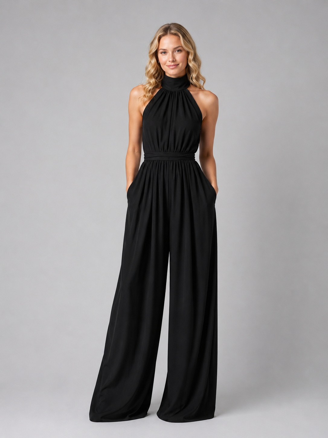 EVIE | Halter Neck Wide Leg Jumpsuit