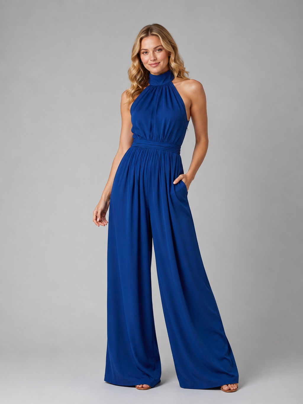 EVIE | Halter Neck Wide Leg Jumpsuit