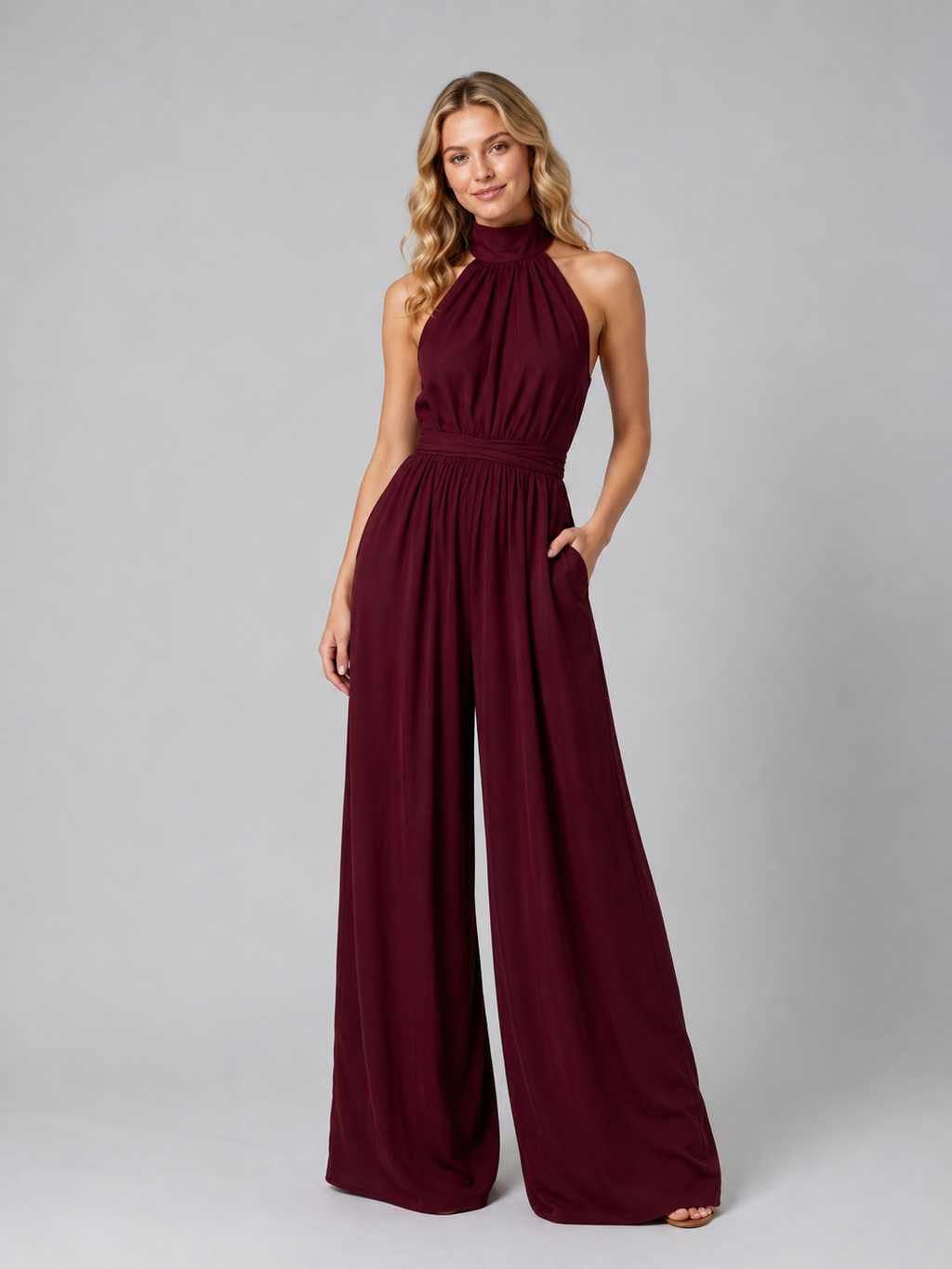 EVIE | Halter Neck Wide Leg Jumpsuit