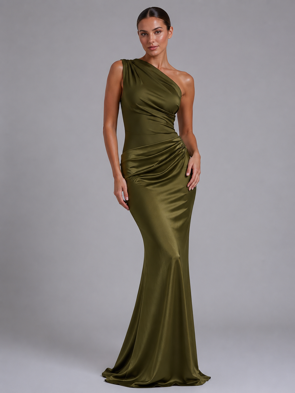 EVIE | One Shoulder Satin Maxi Dress