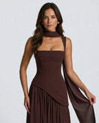 EVIE | Strapless Ruched Maxi Dress