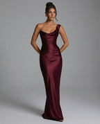 EVIE | Lace Trim Strapless Asymmetric Maxi Dress