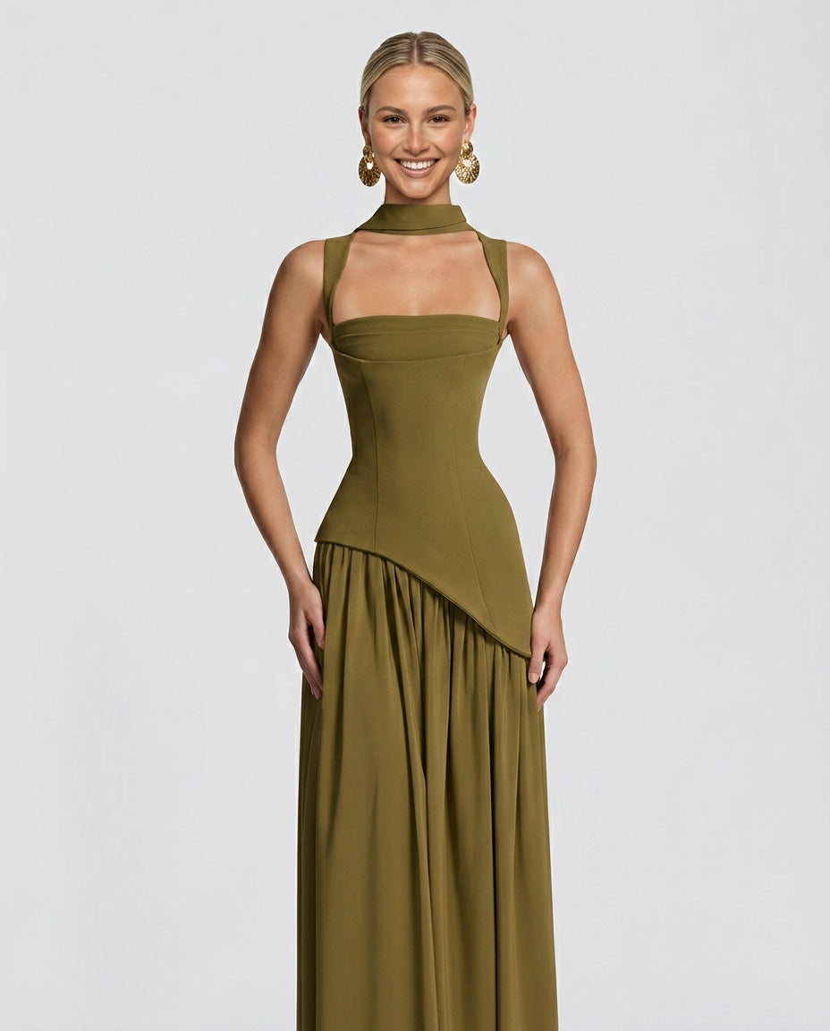 EVIE | Strapless Ruched Maxi Dress