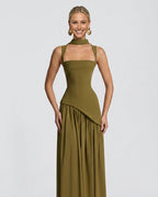 EVIE | Strapless Ruched Maxi Dress