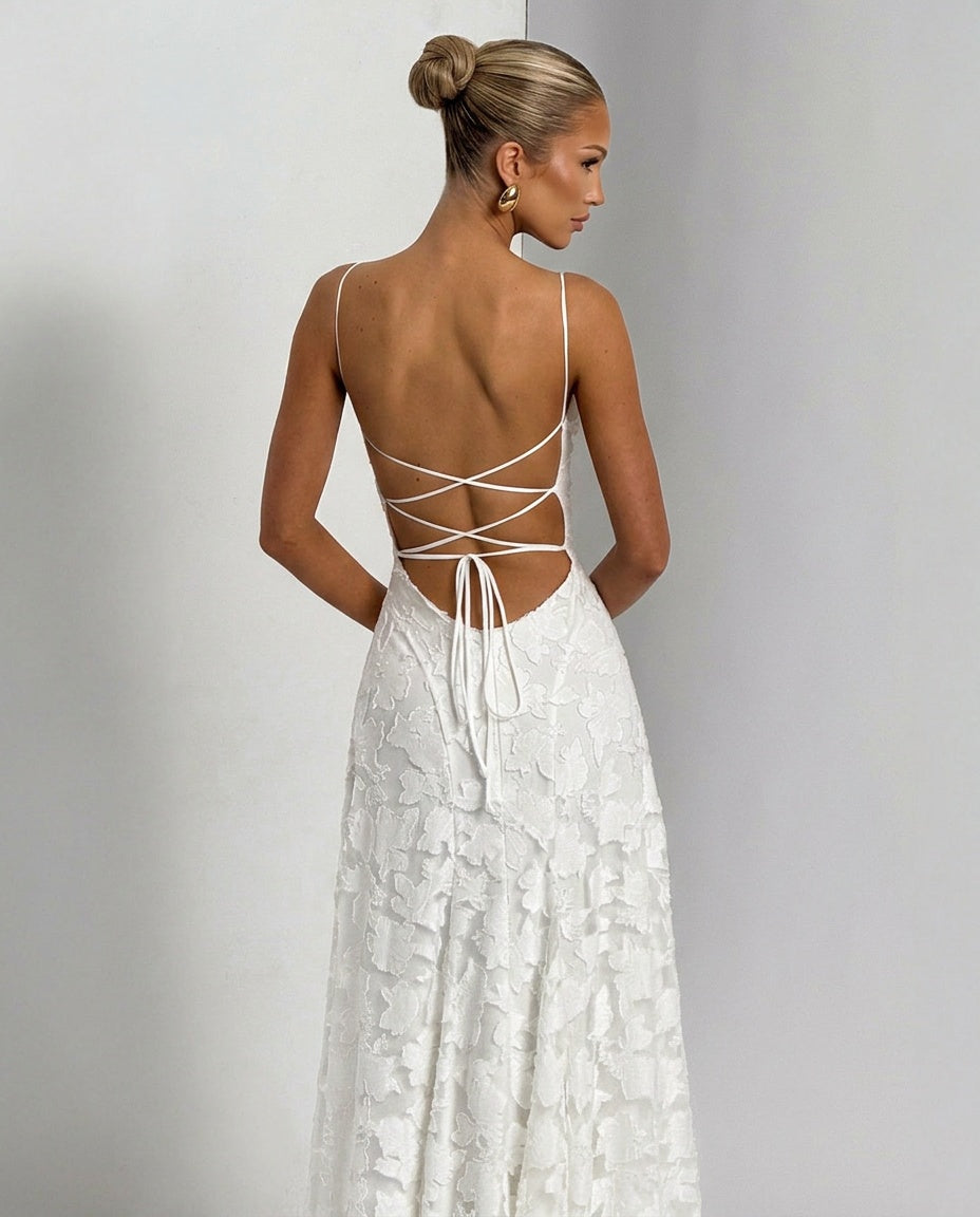 EVIE | Corset Lace-Up Back Maxi Dress