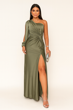 EVIE | One Shoulder Satin Maxi Dress