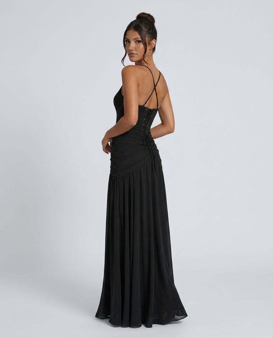 EVIE | Square Neck Backless Bodycon Maxi Dress