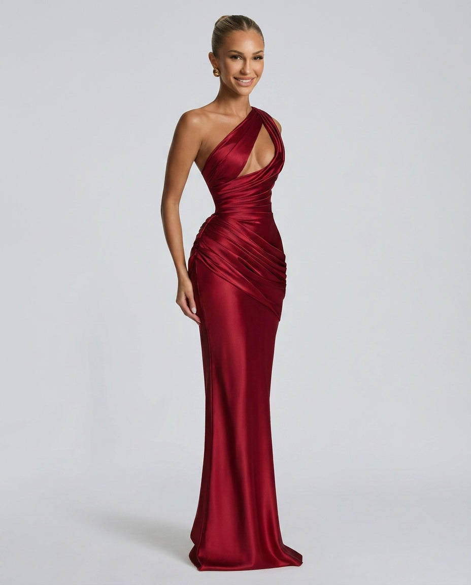 EVIE | Satin Cowl Neck Sleeveless Maxi Dress