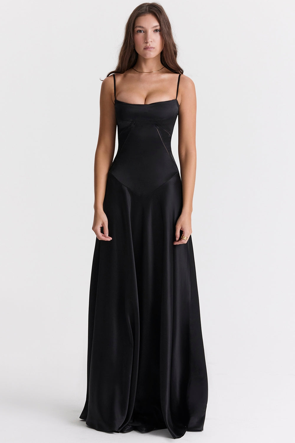 EVIE | Satin Lace-Up Back Sleeveless Maxi Dress