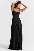 EVIE | Satin Lace-Up Back Sleeveless Maxi Dress