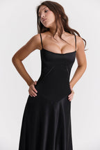 EVIE | Satin Lace-Up Back Sleeveless Maxi Dress