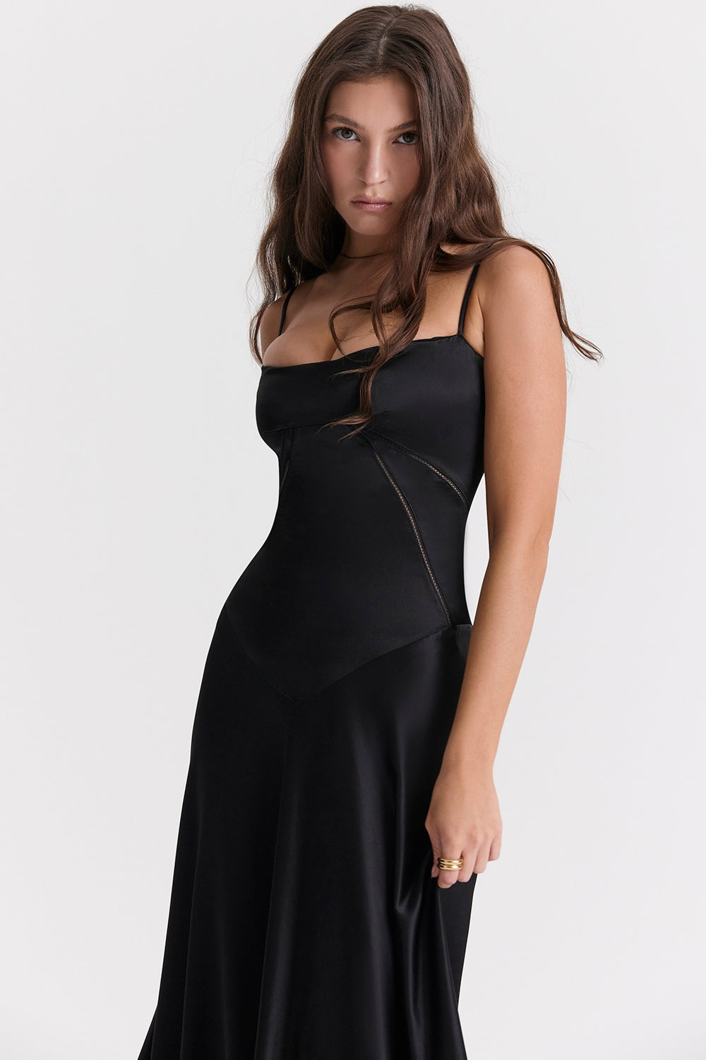 EVIE | Satin Lace-Up Back Sleeveless Maxi Dress