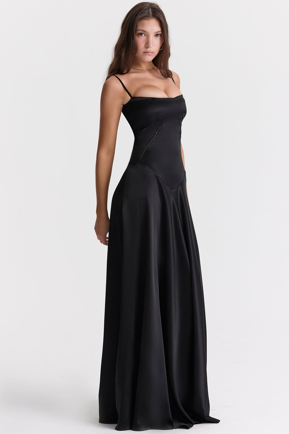 EVIE | Satin Lace-Up Back Sleeveless Maxi Dress