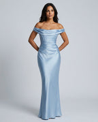 EVIE | Lace Trim Strapless Asymmetric Maxi Dress