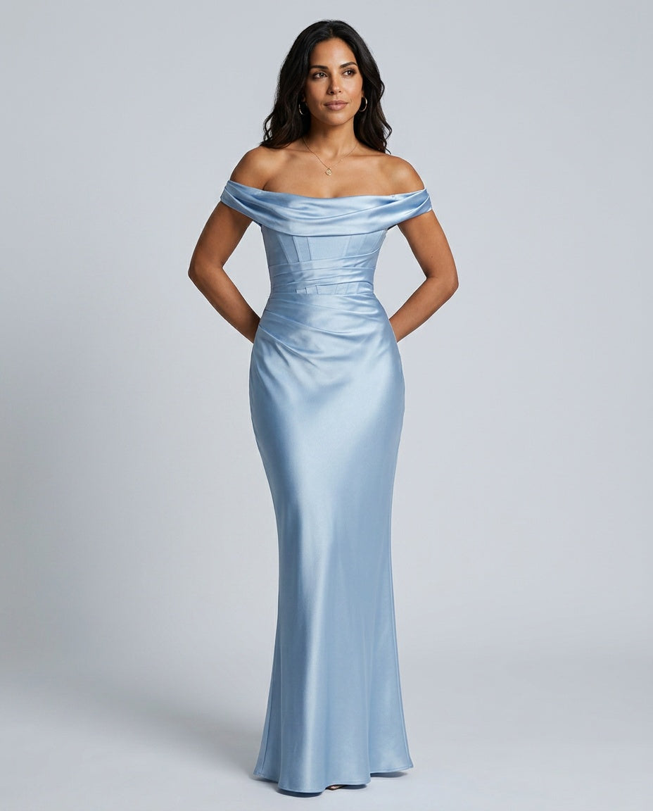 EVIE | Lace Trim Strapless Asymmetric Maxi Dress