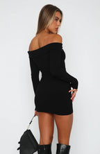 EVIE | Off Shoulder Long Sleeve Bodycon Mini Dress