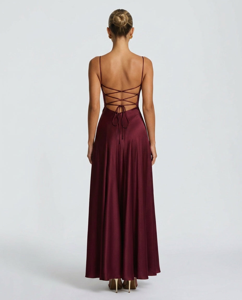 EVIE | Ruched Spaghetti Strap Bodycon Maxi Dress