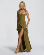 EVIE | Strapless Ruched Maxi Dress