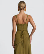 EVIE | Strapless Ruched Maxi Dress